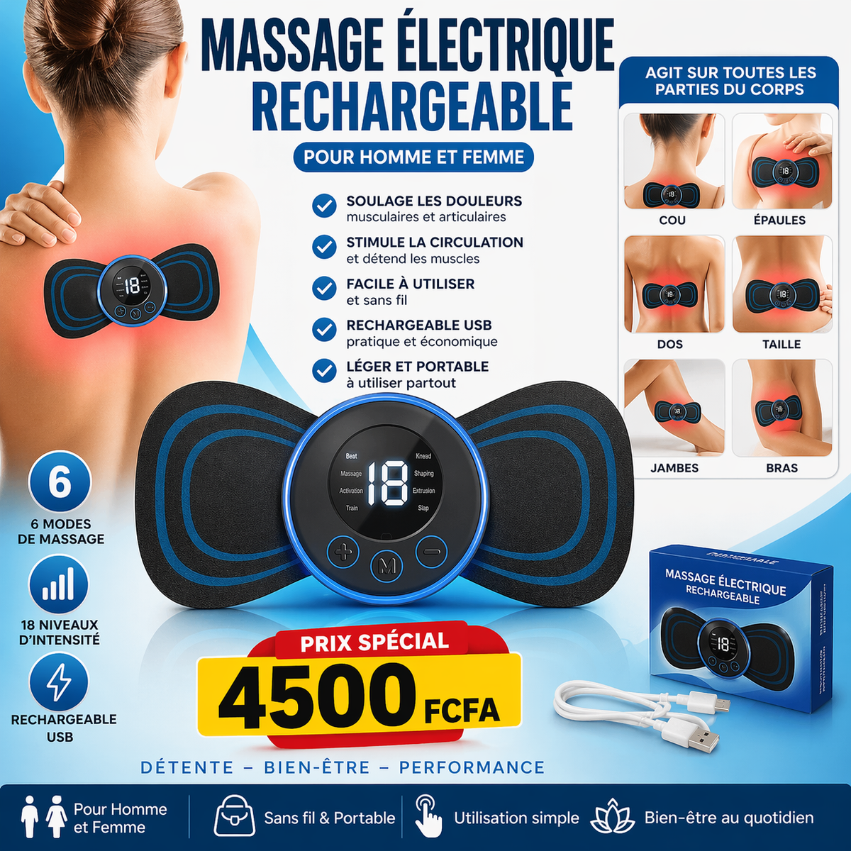 Masseur corporel rechargeable