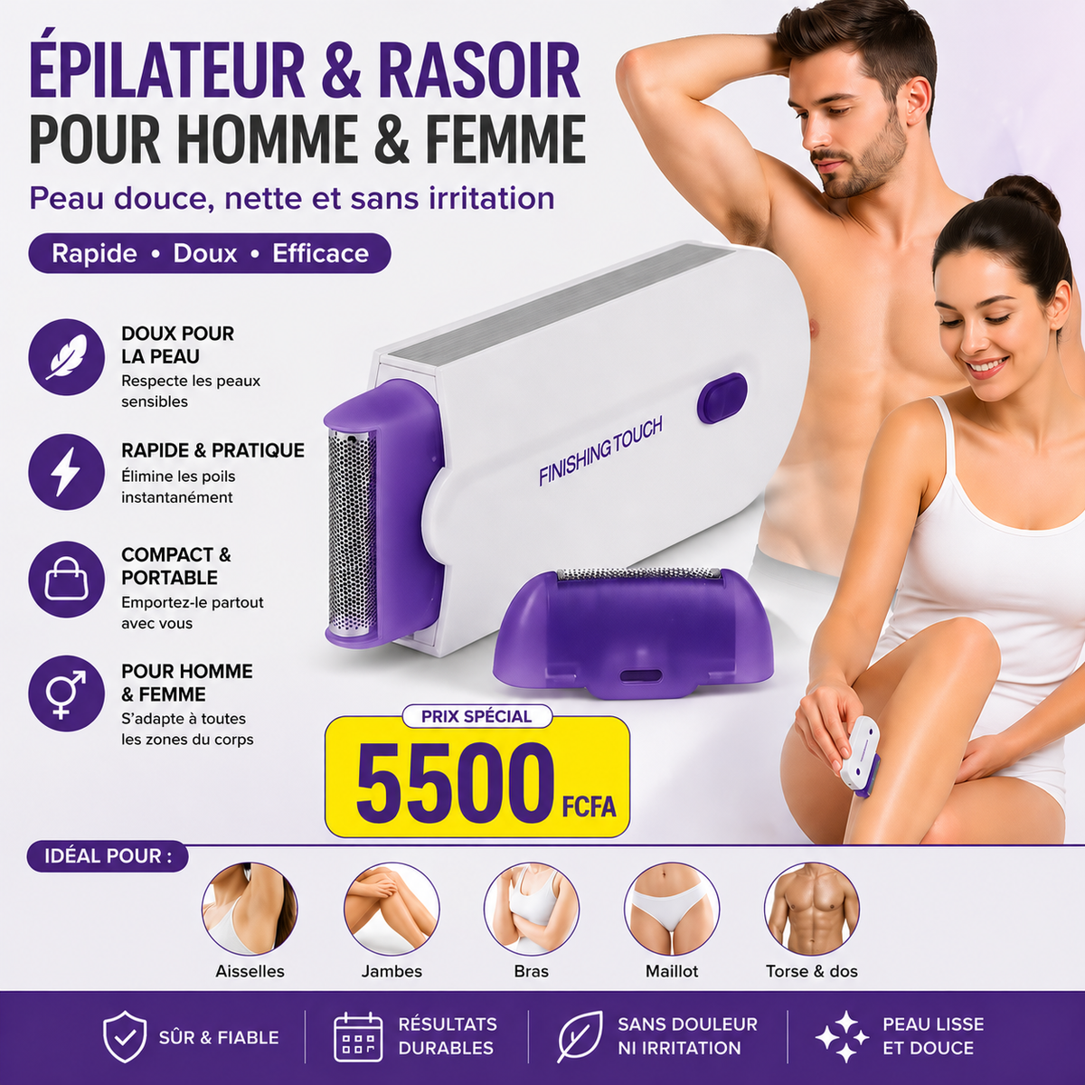 Rasoir épilateur portable rechargeable