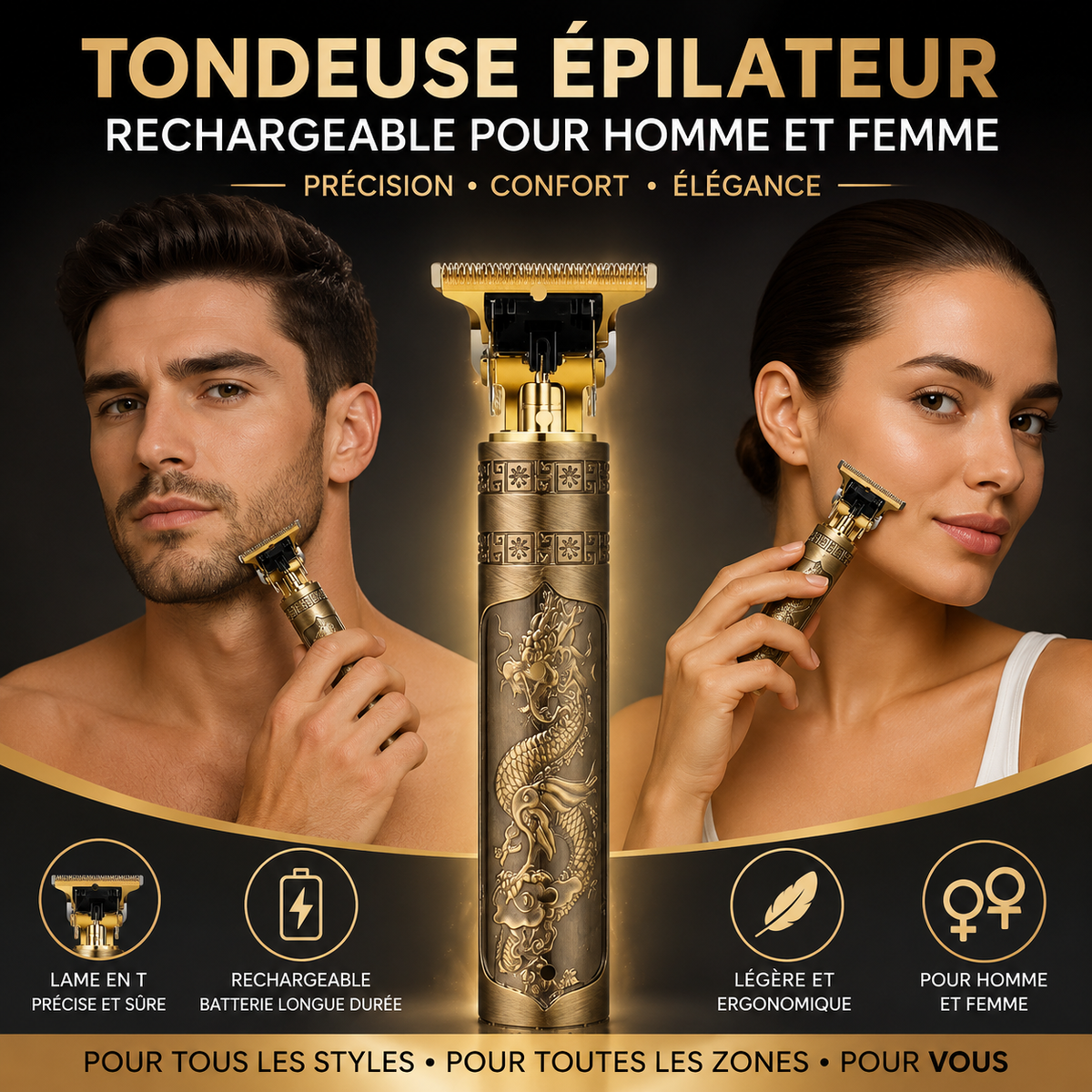 Tondeuse épilateur multitâches hommes et femmes